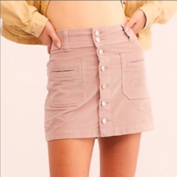 Free People Joanie Corduroy Skirt Pink - Picture 1 of 4